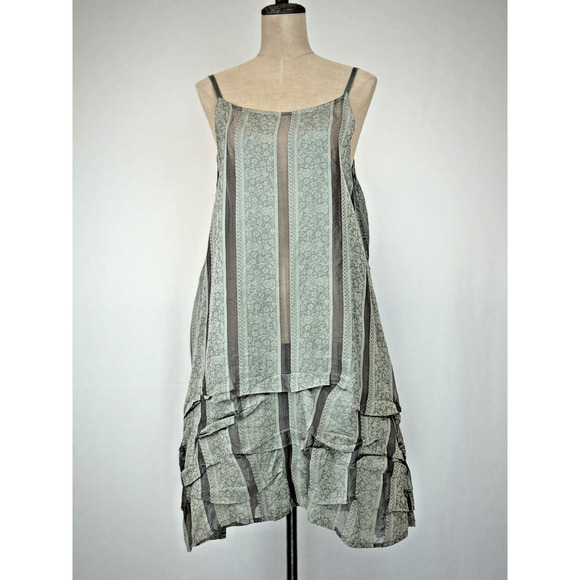 krista larson Dresses & Skirts - KRISTA LARSON Celdon Green Striped Damask Pinafore Dress OS #1-0153